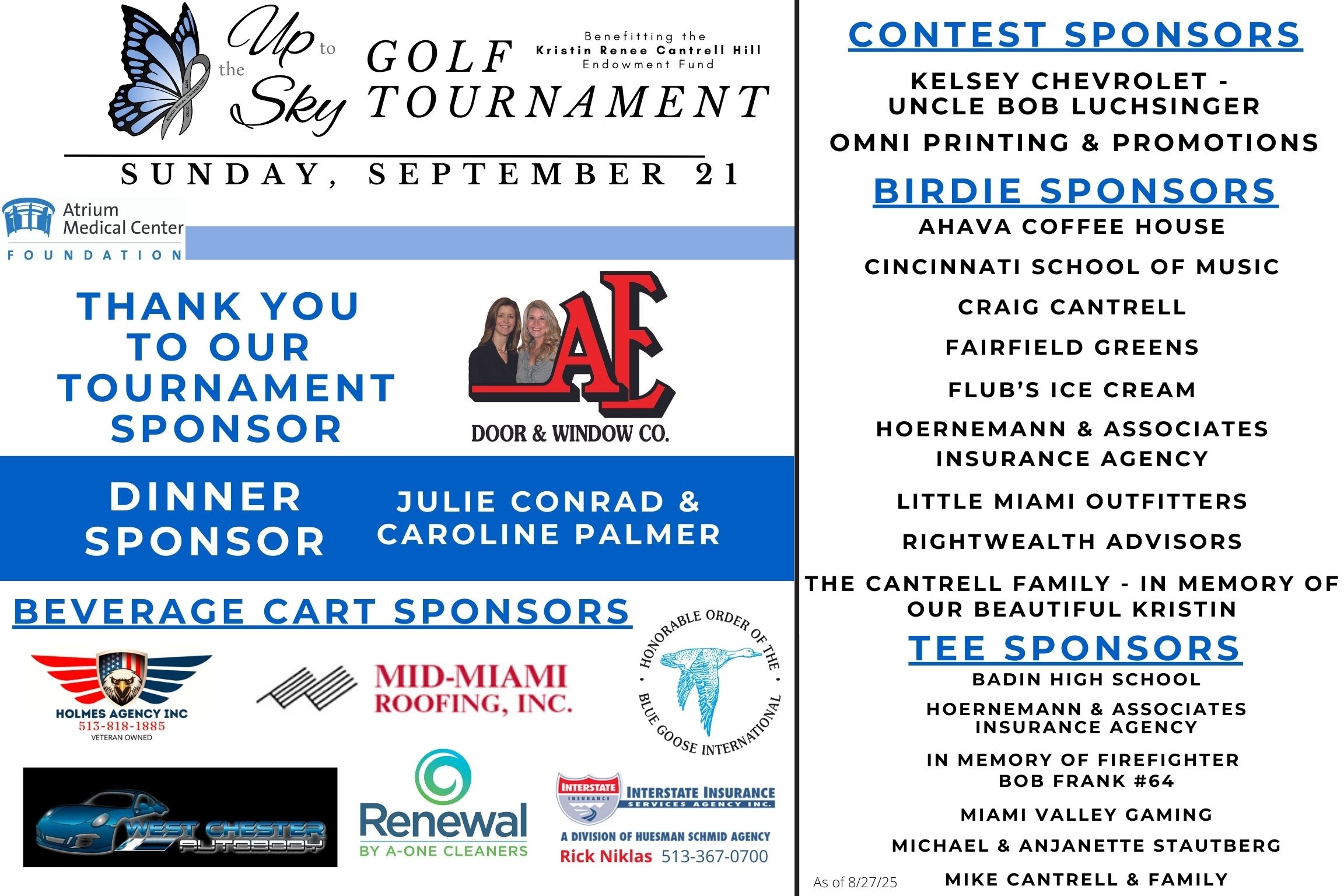 Golf Tournament Sunday, September 21, 2025.